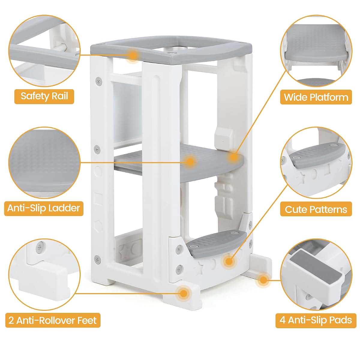 Coucheta Toddler Tower with 4 Adjustable Platform Heights and Whiteboard