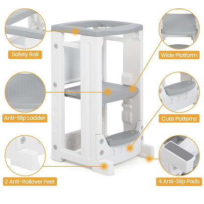 Coucheta Toddler Tower with 4 Adjustable Platform Heights and Whiteboard