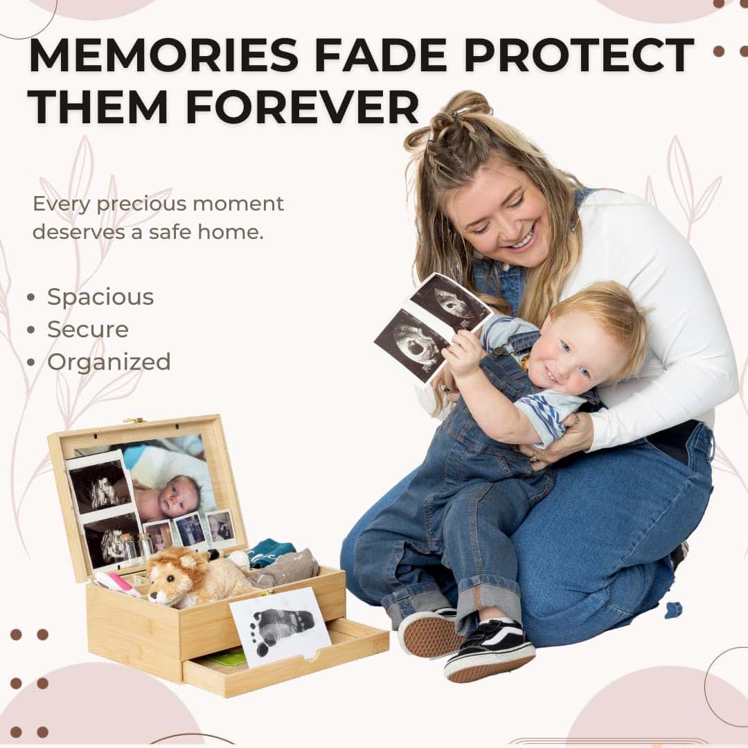 The Conscious Mom Bamboo Baby Keepsake Box with 5 Memory Items