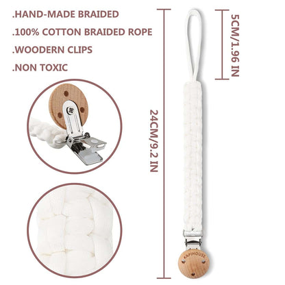 Kapihouse Pacifier Clip 3-Pack, 9.2 Inch Braided Cotton Leashes (photo 2)