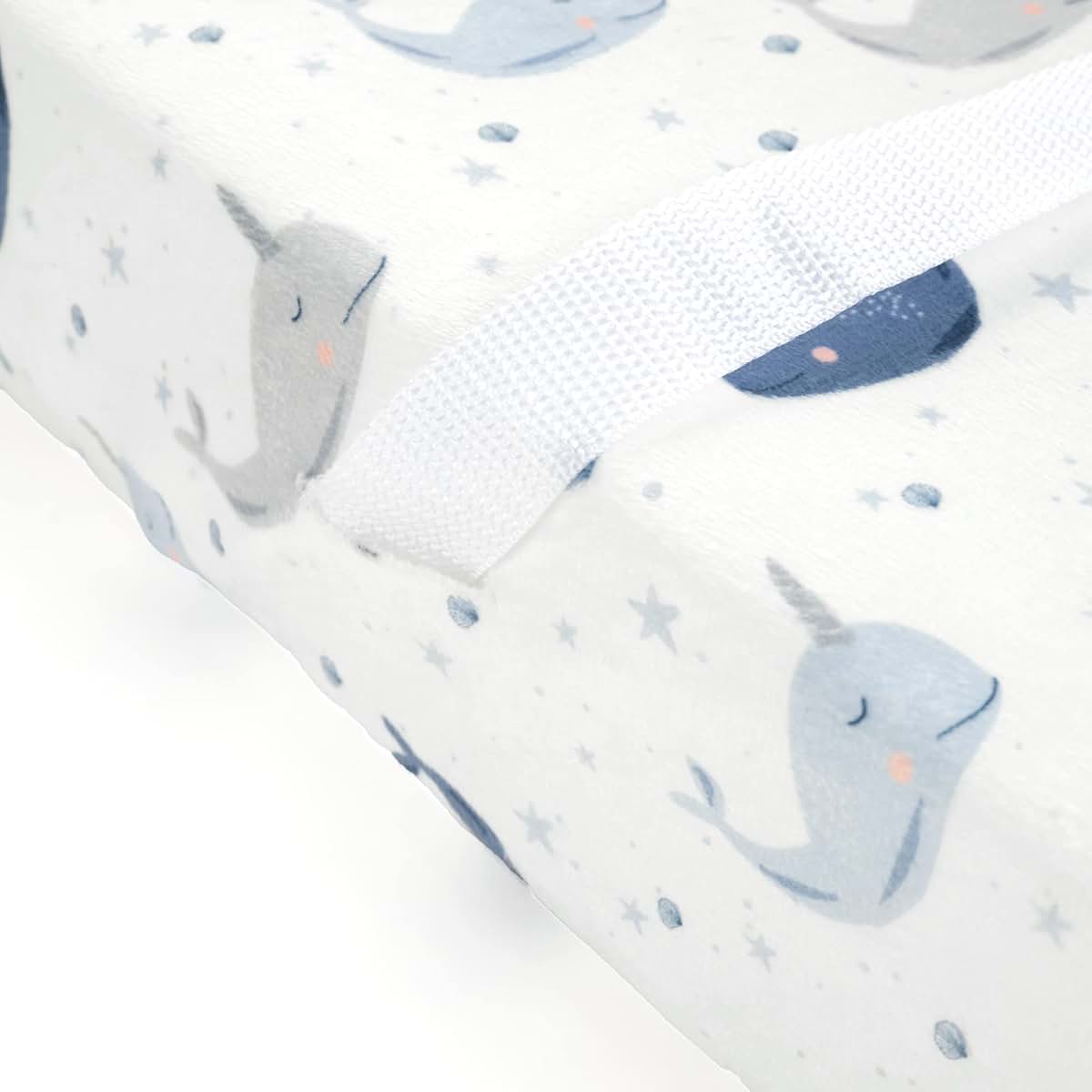 Lush Decor Narwhal Starfish Soft & Plush Changing Pad Cover, 32" x 16" x 5", Blue & Gray (photo 3)