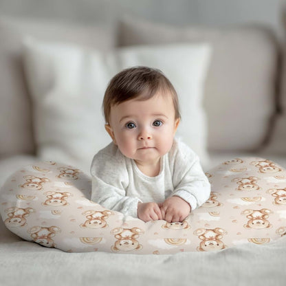 Wicbfdfv Cute Bears Rainbow Bows Nursing Pillow Cover Ultra-Soft Comfortable for Baby Girls Boys Bear Cloud Hearts