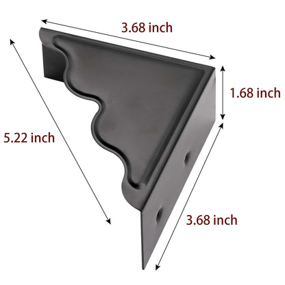 Pack of 4 Antique Metal Corner Protectors, 3.68 inch, Black Decorative Edge Guards