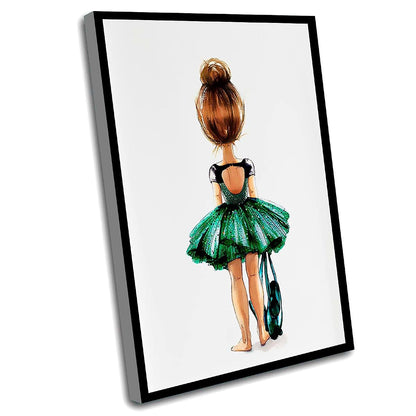 Windrain Ballerina Nursery Wall Art Girl Room Decor With Solid Wood Frame