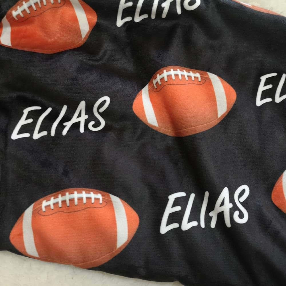 NICTIMEID Custom American Football Blanket for Boys Personalized with Baby Name - Sherpa Fleece Blanket Newborn Gift (photo 3)