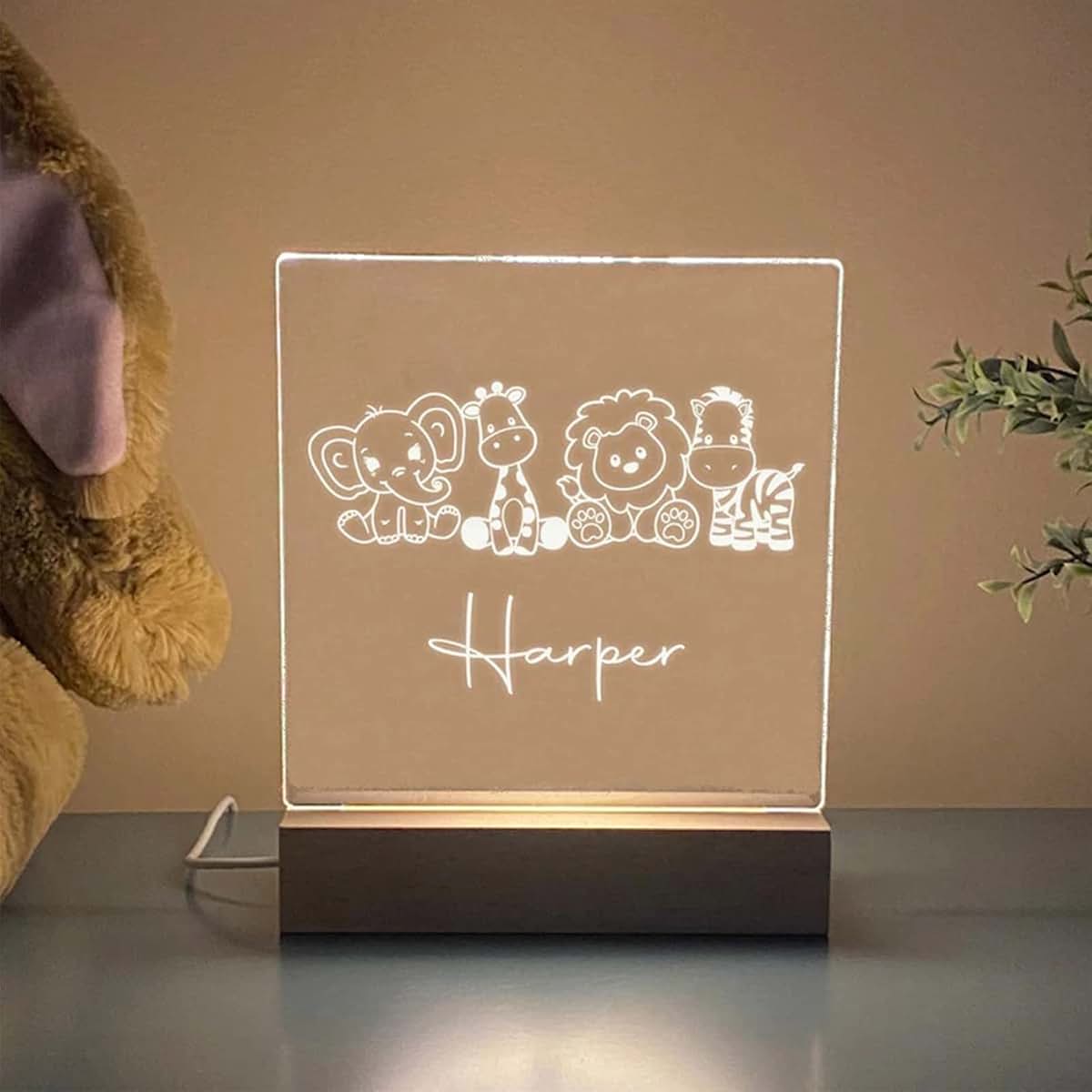 chopie Safari Night Light, Baby Gift, Kids Night Light, Nursery Night Light, Personalized Night Light, Childs Playroom