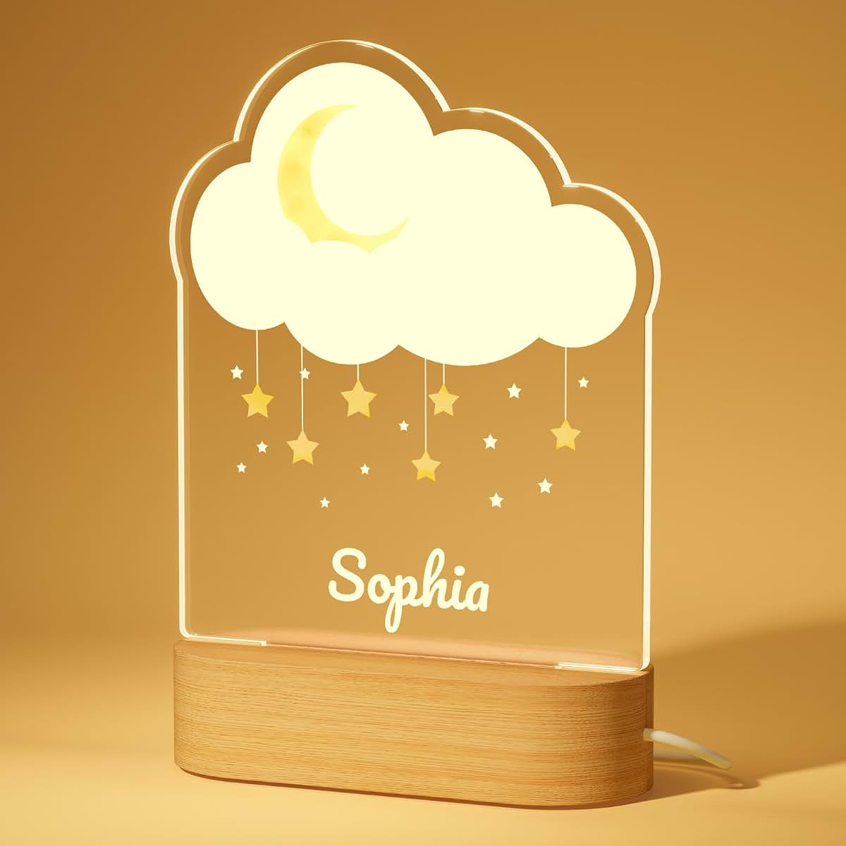 witfox Personalized Night Light - Cloud Acrylic Night Light,Personalized Gifts for Kids,Customize Name,Adjustable