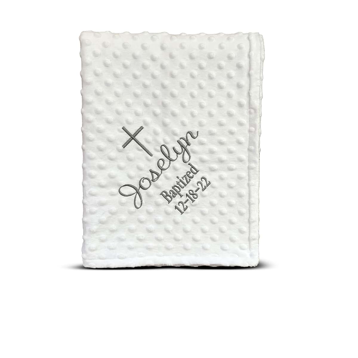 AleMir Fashion Baptism Blanket Personalized Baby Gifts – Luxurious Baptismal Gifts Textured Baby Blanket with Name