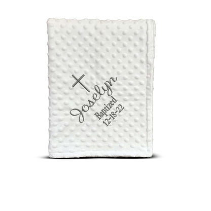 AleMir Fashion Baptism Blanket Personalized Baby Gifts – Luxurious Baptismal Gifts Textured Baby Blanket with Name