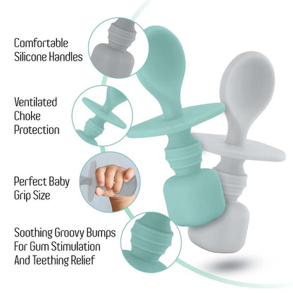 Silicone Baby Spoons for Self-Feeding Practice (2 Pack)