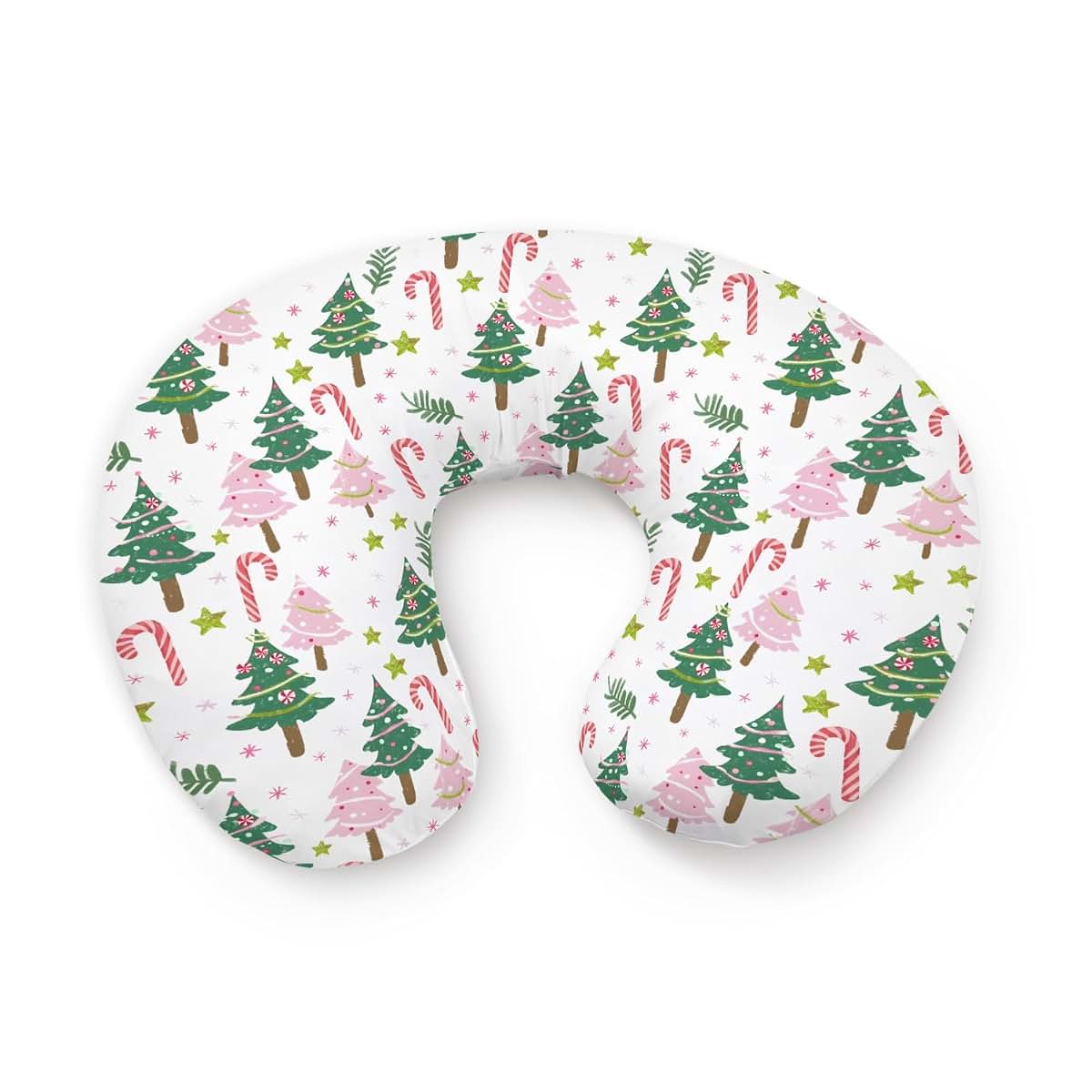 BabyOneStop Christmas Trees Stars Nursing Pillow Cover, Stretchy Polyester Slipcover