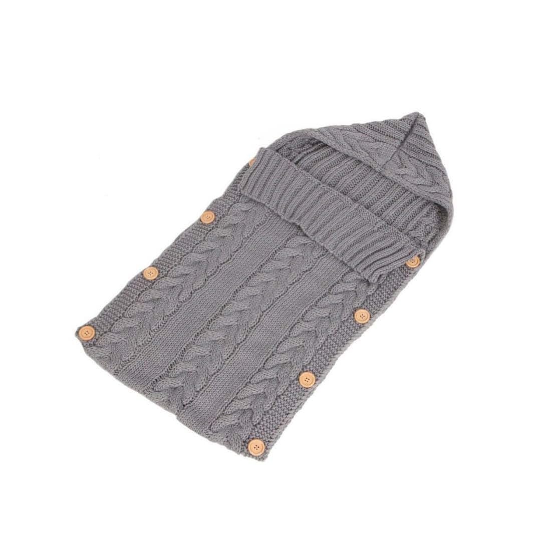 Giulias Dream Newborn Baby Wrap Swaddle Blanket Knit Sleeping Bag (Grey)