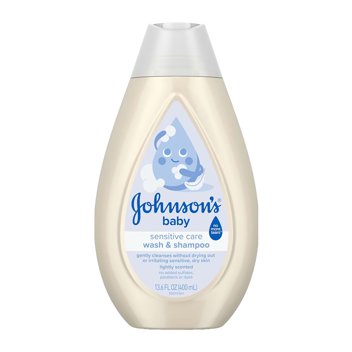 Johnson's Baby Sensitive Care Baby Wash & Shampoo, 13.6 fl oz, 2-in-1 Daily Moisturizing Cleanser