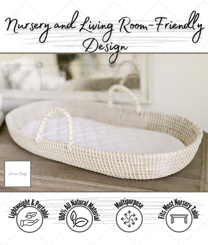 Woven Baby Baby Changing Basket - Handmade Moses Basket Changing Basket for Baby Table Topper - 2 Organic Cotton (photo 2)