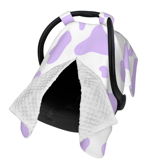 UVWXYZABC Cute Cow Print Purple Baby Car Seat Canopy Cover, Nursing Cover for Newborn, Western Baby Stuff Stroller