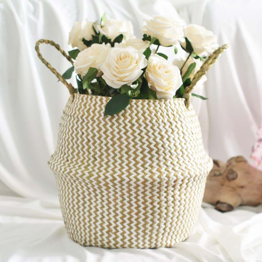 NUOBESTY Round Seagrass Belly Basket with Handles