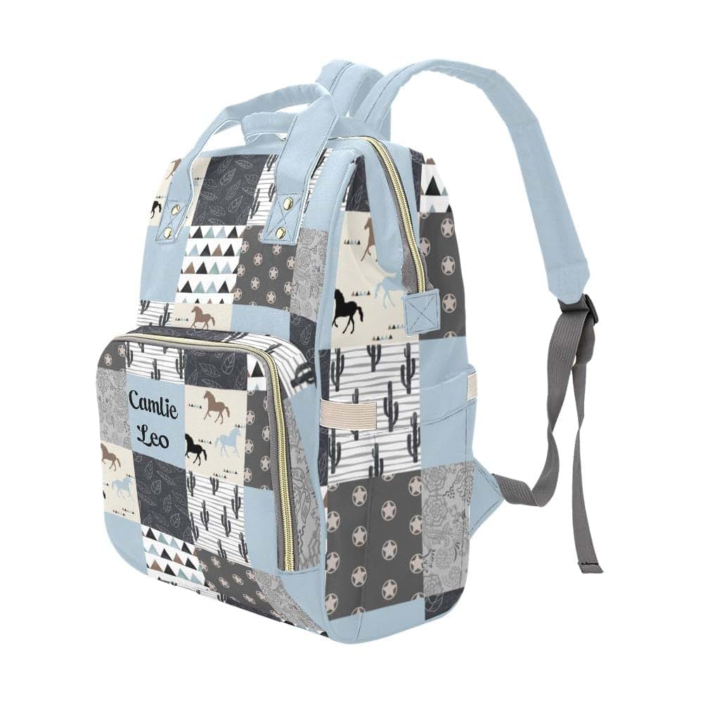 NZOOHY Western Horse Cactus Patchwork Personalized Diaper Bag (photo 3)