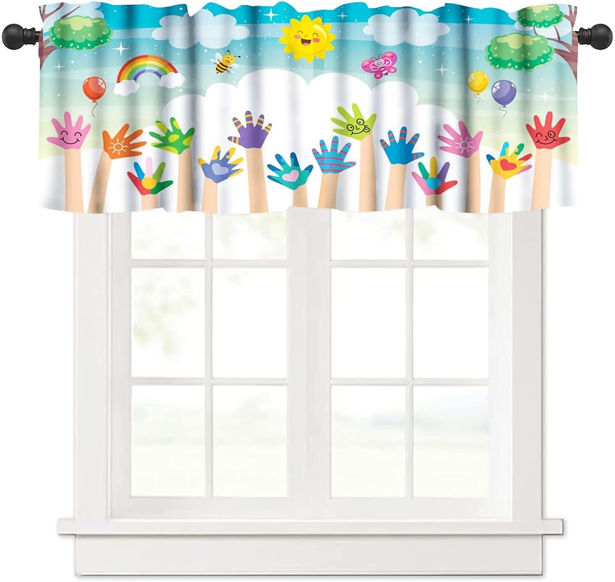 Nitmbi Children's Cartoon Bee Rainbow Valance Curtain 54x18 Inch Polyester