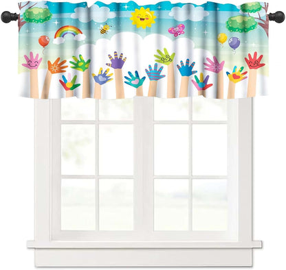 Nitmbi Children's Cartoon Bee Rainbow Valance Curtain 54x18 Inch Polyester