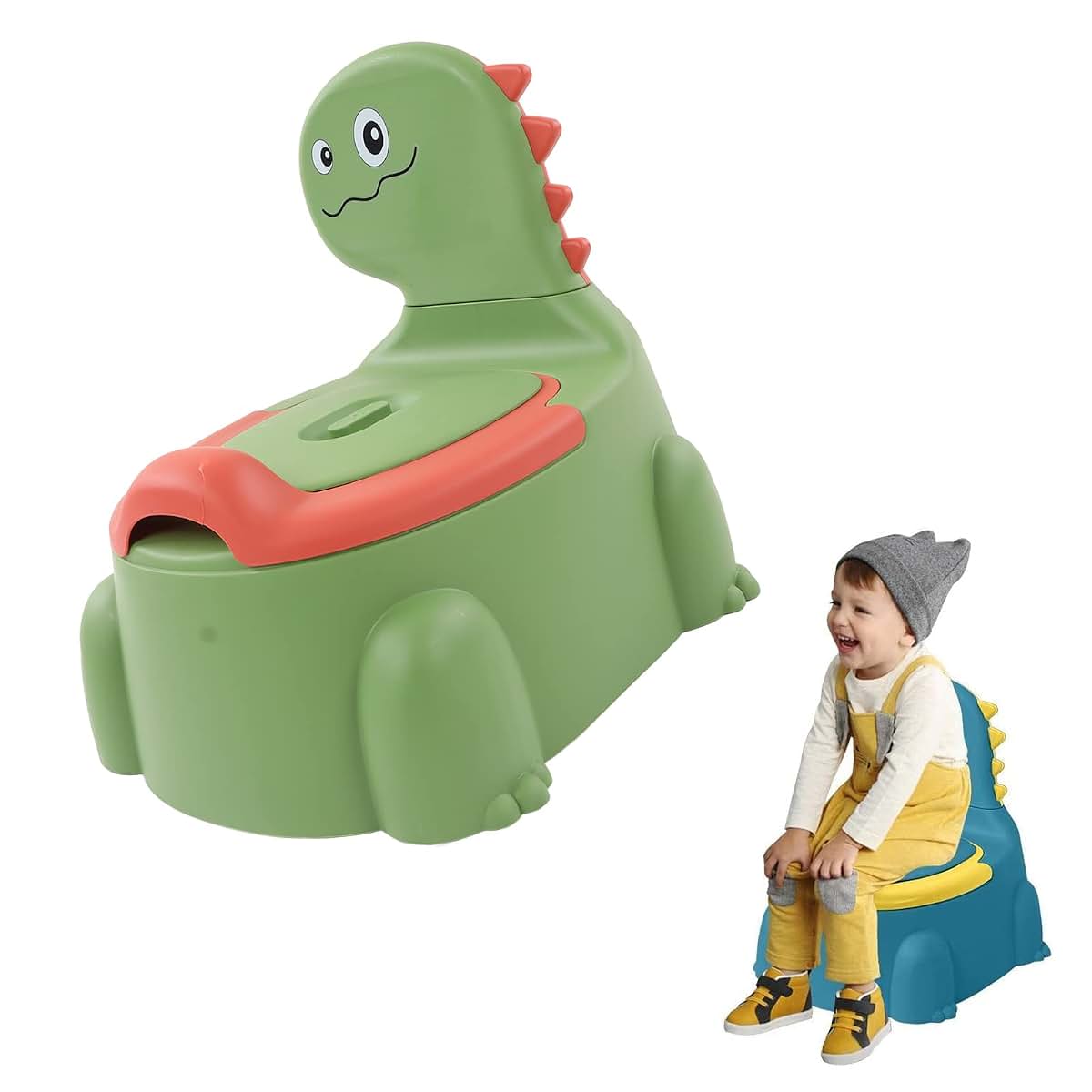 BabyOneStop Dinosaur Style Baby Potty Training Toilet with Non-Slip Base, Green