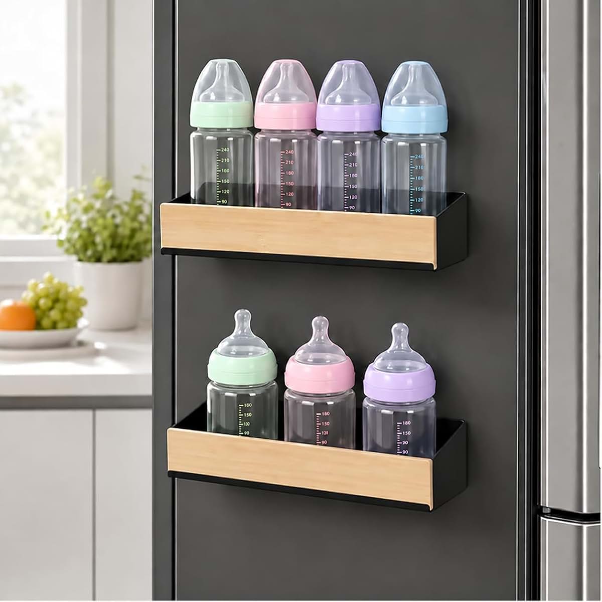 BabyOneStop Magnetic Baby Bottle Organizer Set for Fridge