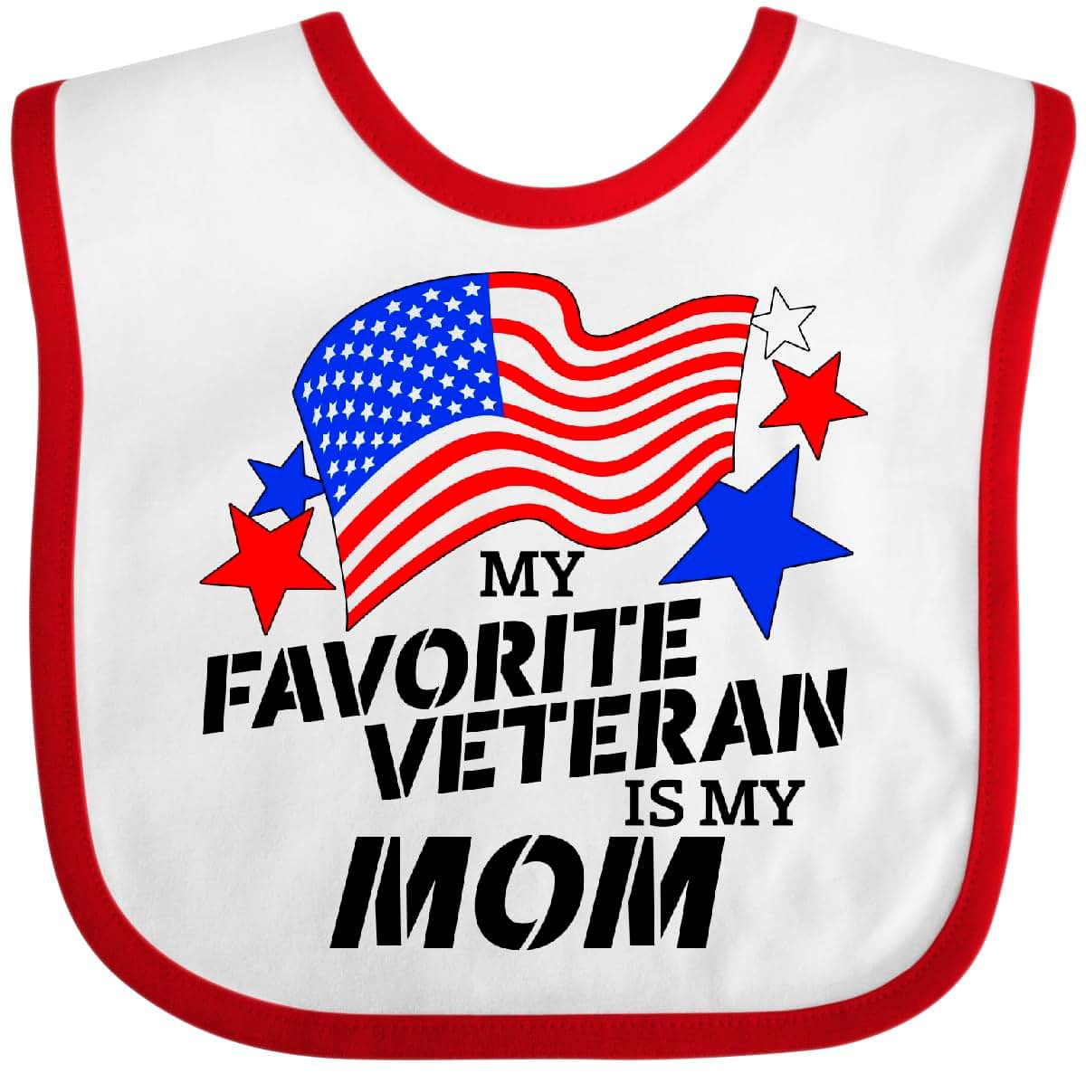 Inktastic My Favorite Veteran Is My Mom Cotton Baby Bib
