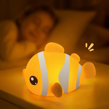 Clownfish Night Light for Kids | Rechargeable Silicone Lamp