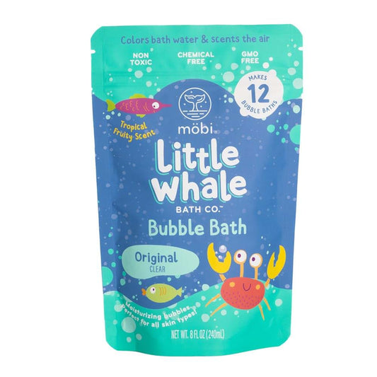 MÖBI Mobi Little Whale Bubble Bath, Tropical Fruity Scent Kids Body Wash, Gentle Moisturizing Tub Foam for All Skin