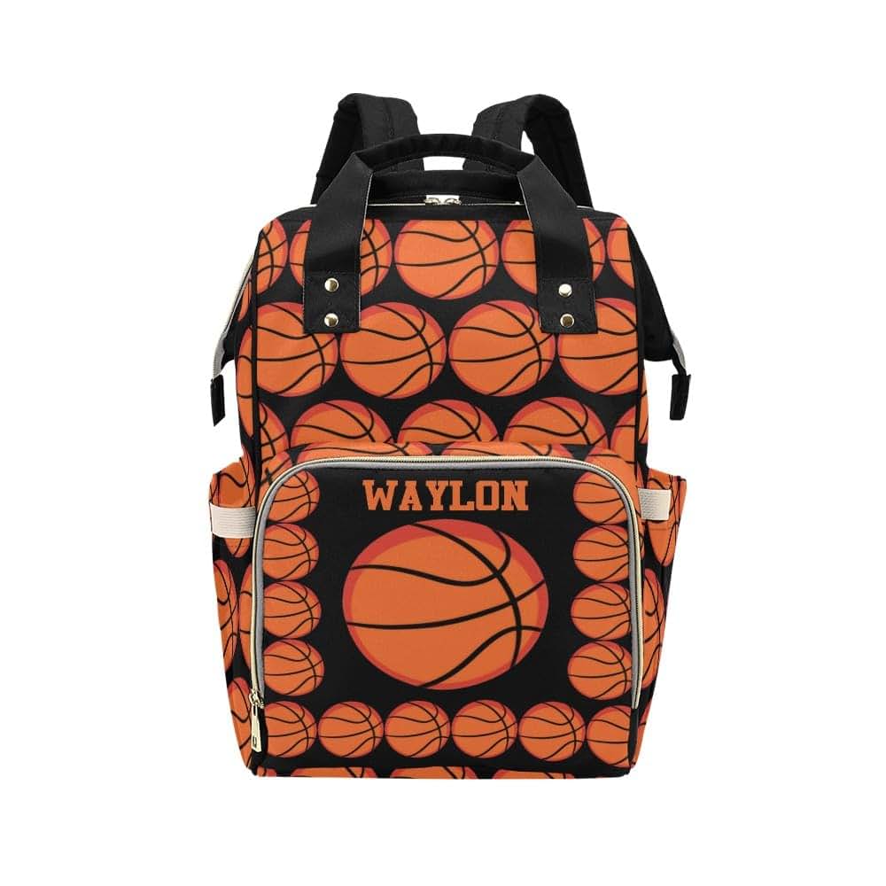 NZOOHY Sports Basketball Personalized Diaper Bag Backpack,Custom Name Large Capacity Diaper Backpack Travel Casual