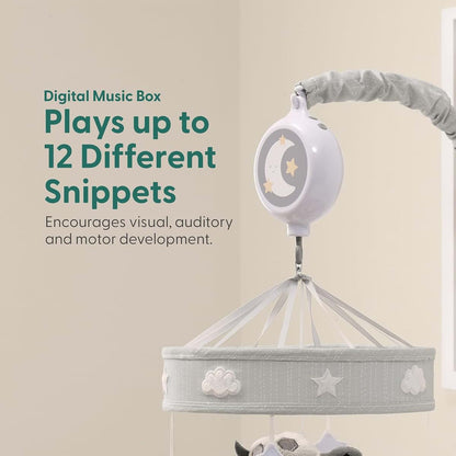 Peanutshell Crib Mobile for Boys or Girls - Grey Musical Baby Crib Mobile