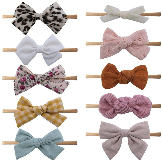 Sugarmelon Baby Nylon Headband with Bows for Newborn Toddler Hair Bow Elastic for Infant Baby Girls Kids Hairbands