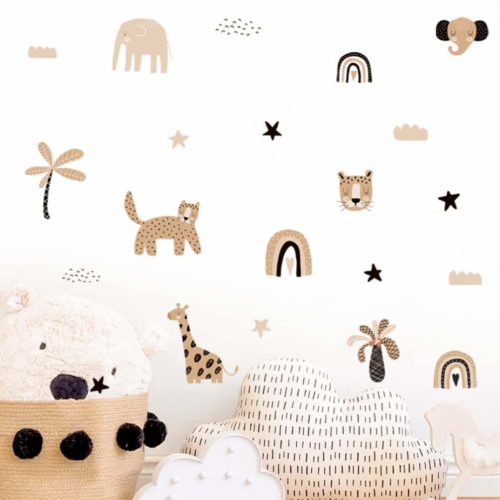 NOBRIM Wall Decals Cartoon Cute Animals Art Gifts Nursery Posters for Kids Baby Girls Nursery Decor
