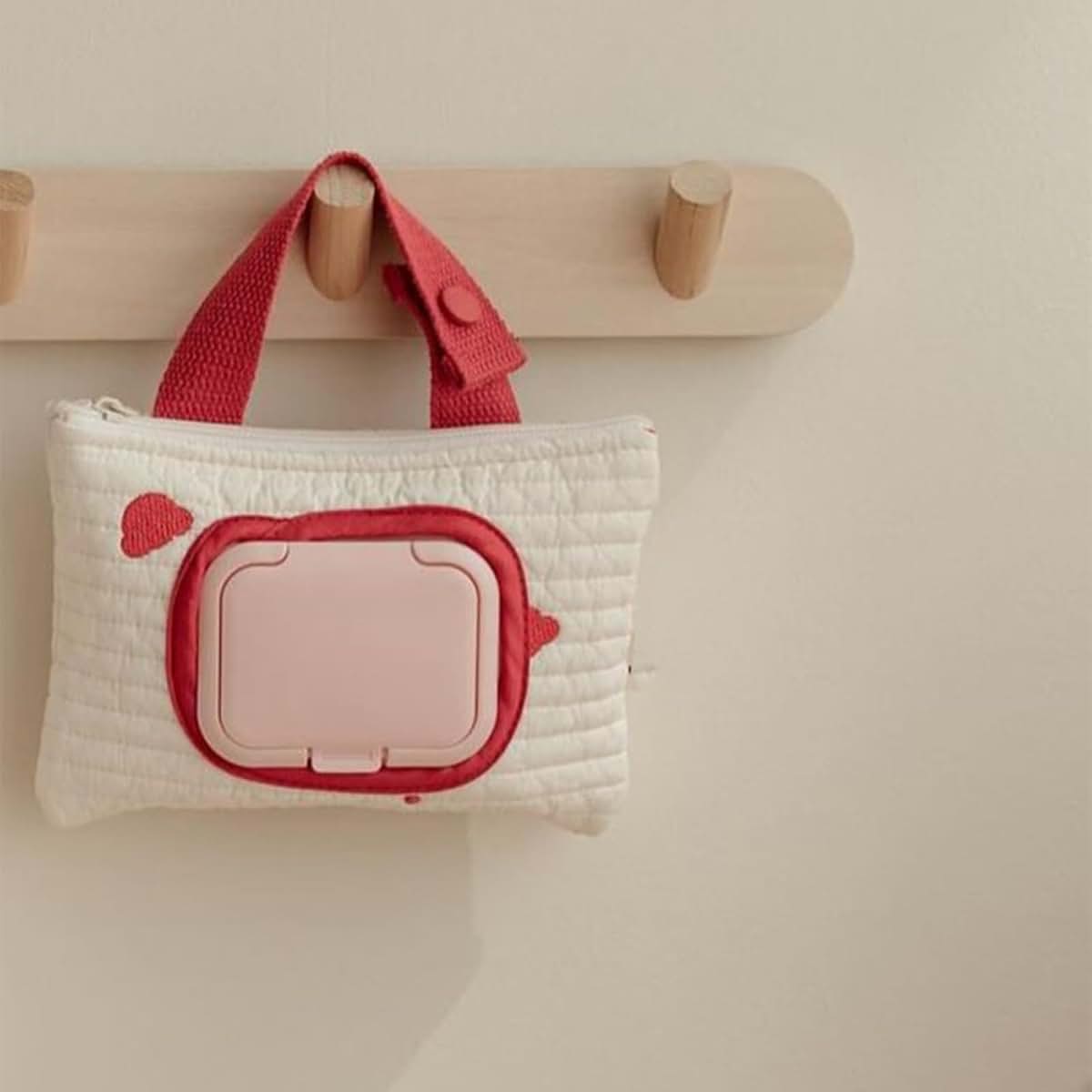 Blulily Embroidered Bear Stroller Wet Wipe Pouch - Red 1 (photo 3)