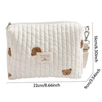 Perodlly Stroller Caddy Cute Bear Pattern Cotton Zipper Closure Stroller Diaper Bag 8.7x3.5x6.3in Organizer for Napkin (photo 3)
