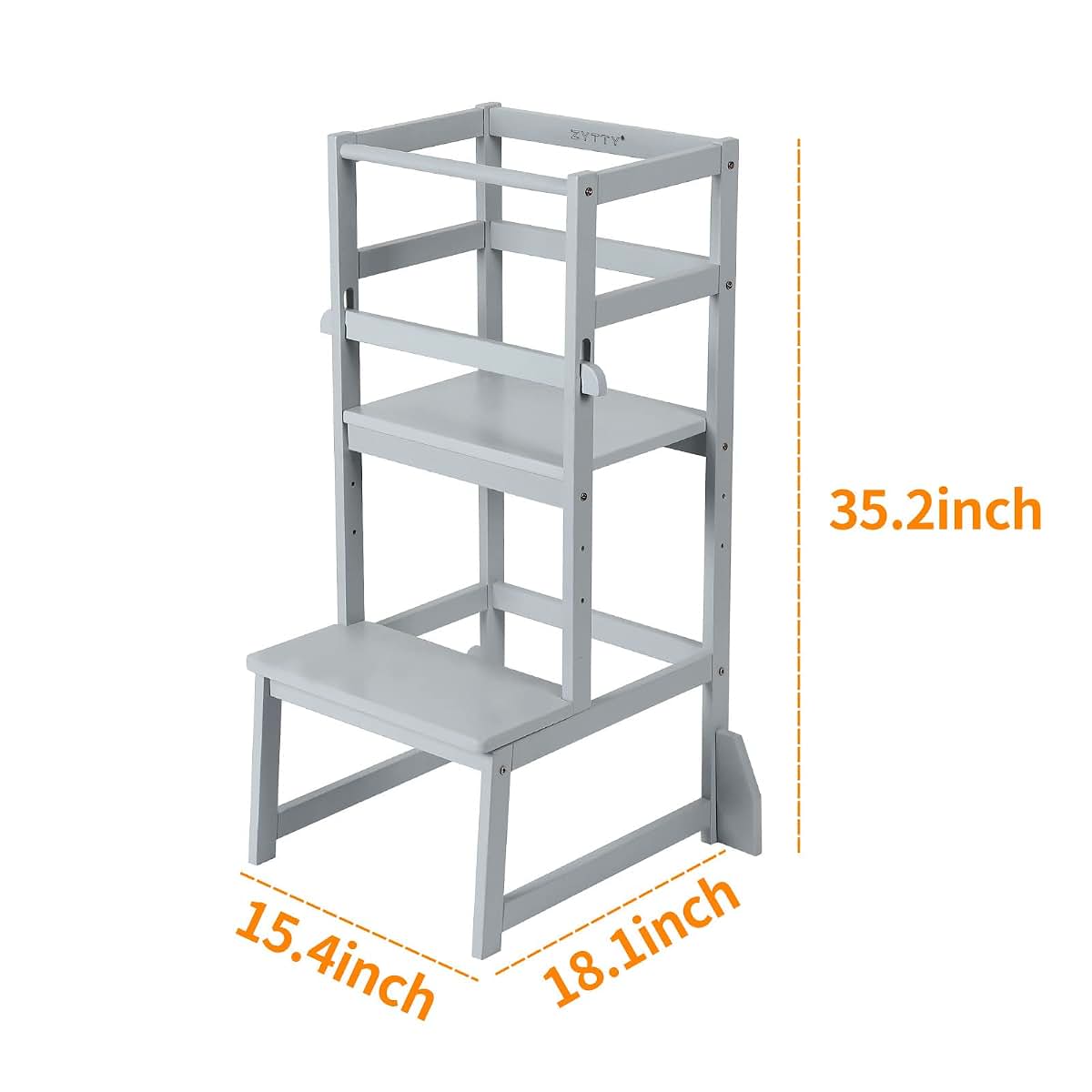 Zytty Toddler Step Stool Adjustable-Height Kitchen Tower - Grey (photo 2)