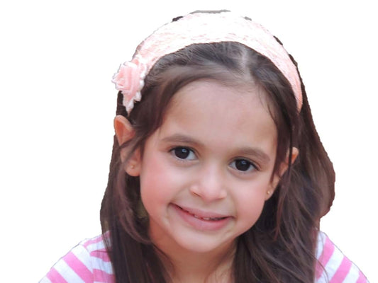 Sara Attali Design Darling Girls Lace Headband Sweetness Pre-tied One Size Peach