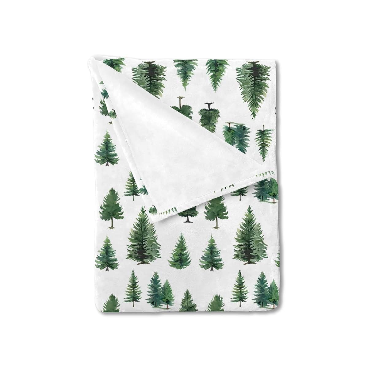 BabyOneStop Watercolor Green Pine Trees Baby Blanket, Flannel Swaddle Receiving Blanket 30x40 Inch