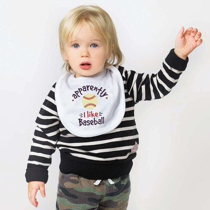 ChalkTalkSPORTS Baseball Baby Bib - Soft Microfiber With Button Closure, One Size Fits Most