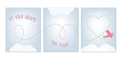 Children Inspire Design Let Your Dreams Take Flight Nursery Wall Art Print