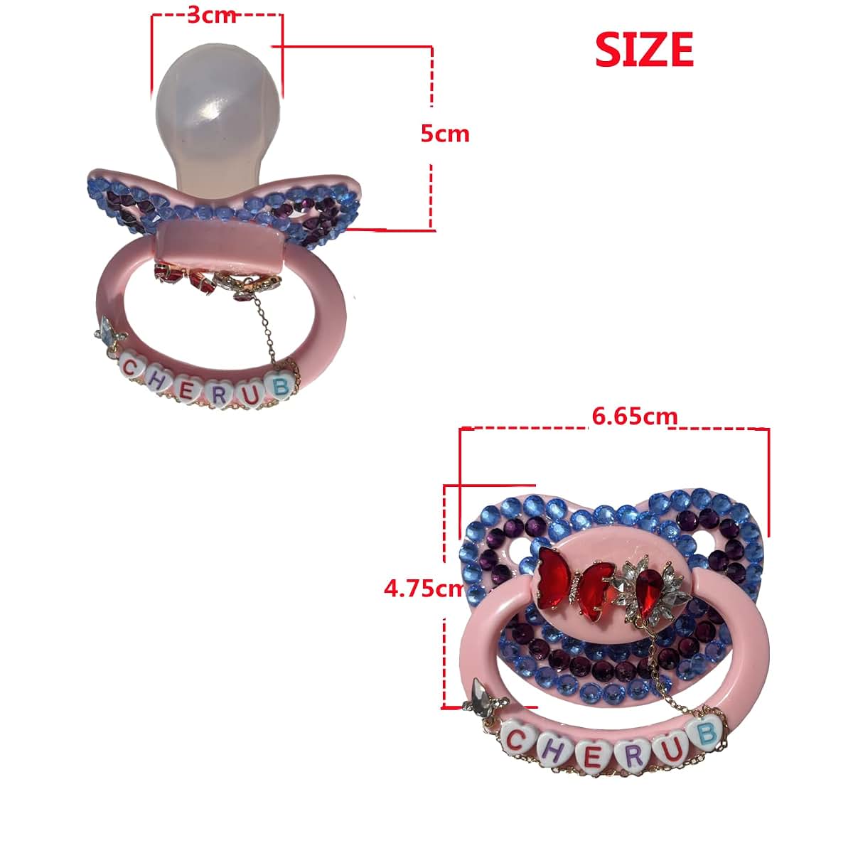 Sunowe Adult Pacifier With Chain - Pink Style 3 (photo 4)