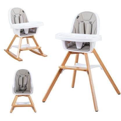 HONEY JOY 4 in 1 Convertible High Chair with 5-Point Harness and Adjustable Tray, Gray