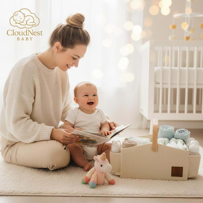 Cloud Nest Baby Diaper Caddy Organizer With LED Night Light (photo 3)