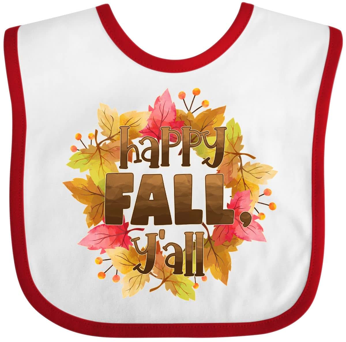 Happy Fall Y'all Leaves Wreath Baby Bib
