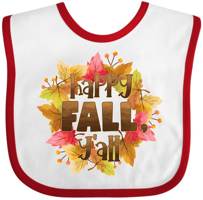 Happy Fall Y'all Leaves Wreath Baby Bib