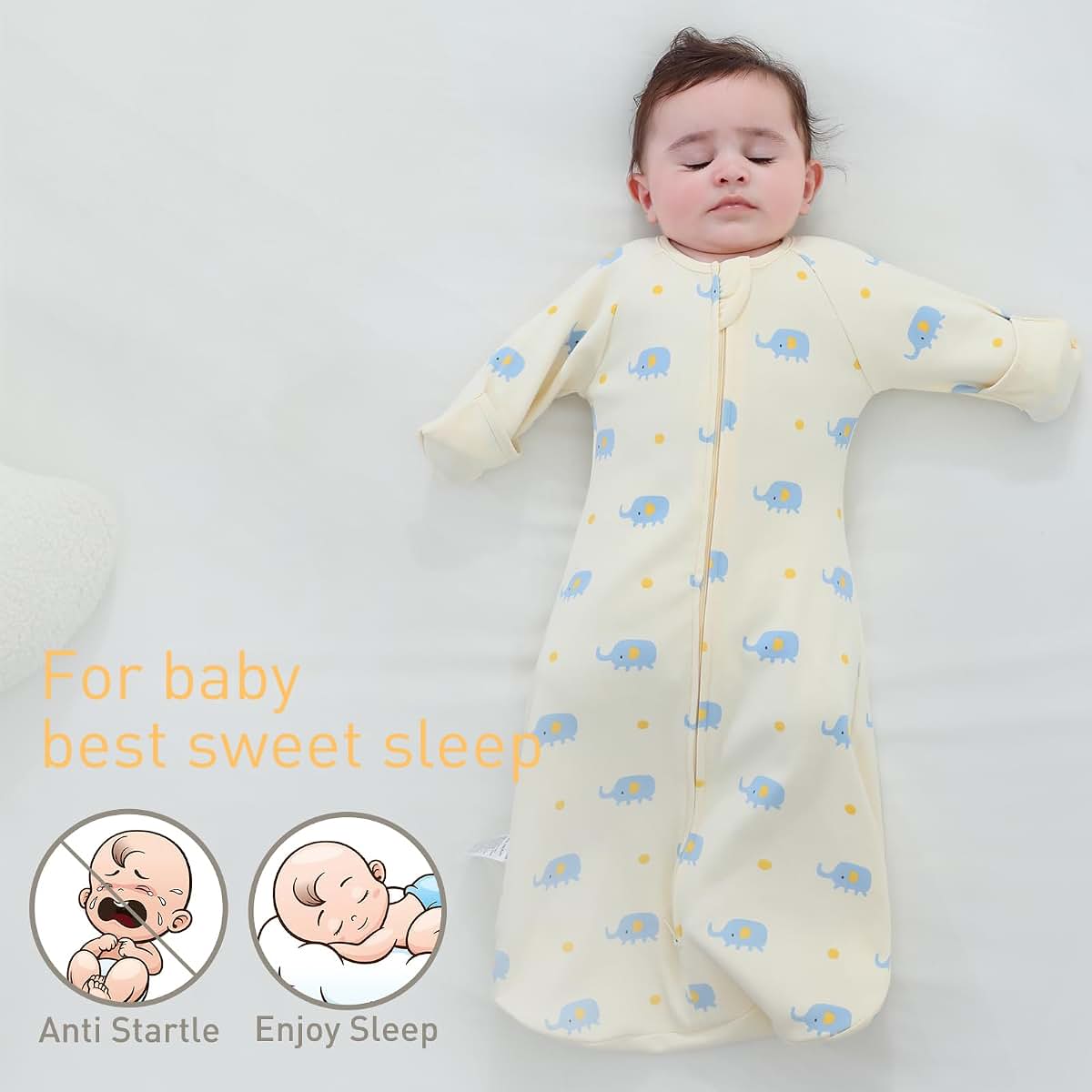 Amrcbb 2-Pack Transitional Baby Swaddling Sacks with Arms Up Sleeves and Mitten Cuffs