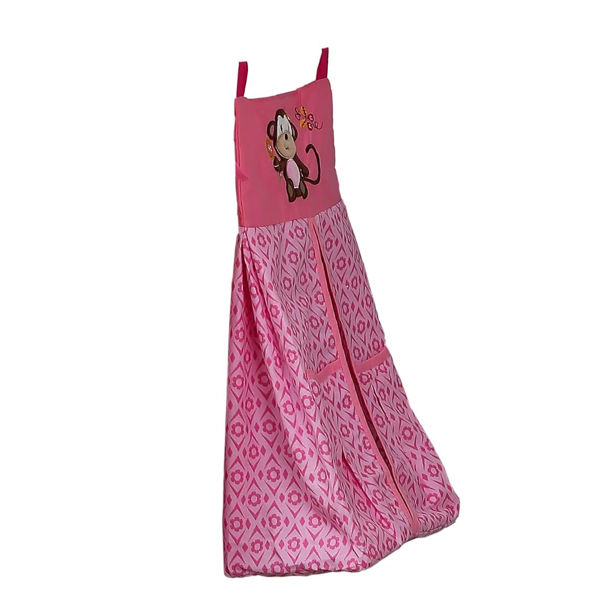 CribMATE Pink Embroidered Monkey Nursery Diaper Stacker (photo 3)