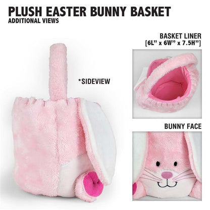 GiftsForYouNow Embroidered Fuzzy Pink Bunny Personalized Easter Basket, Plush Easter Basket for Little Girls, Easter (photo 4)