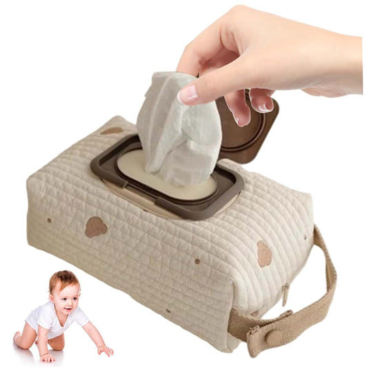 sdybjml Diaper Bag Organizer, Bear Pattern Diaper and Wipes Pouch with Handle, Washable Reusable Embroidery Baby Wipes