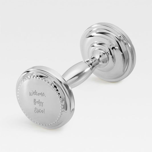 Things Remembered Engraved Silver Beaded Baby Rattle