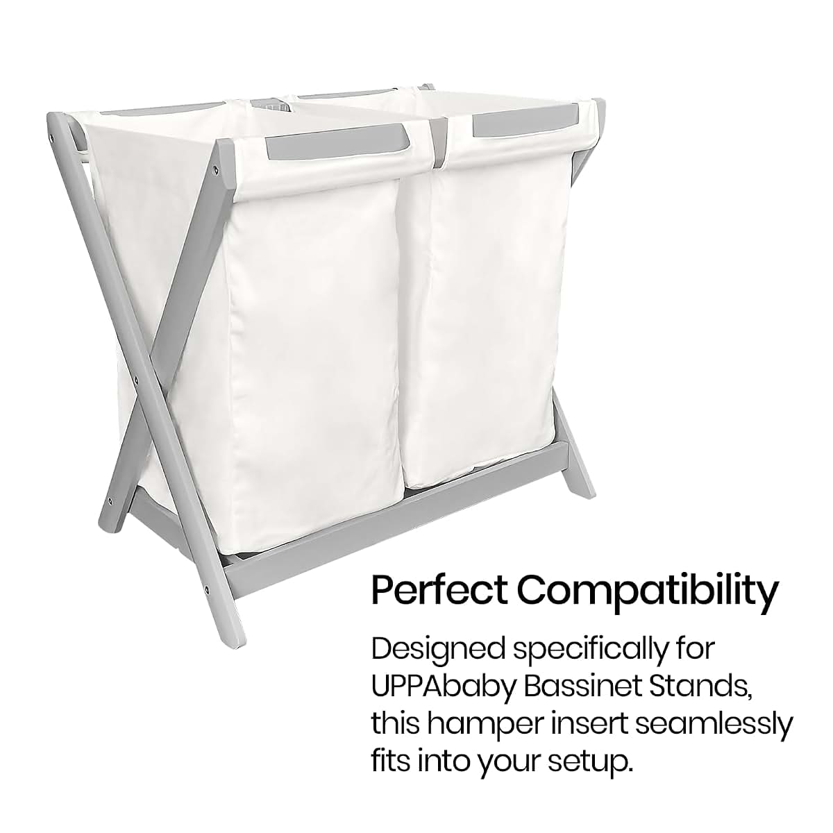 (2 Pack) Calvana Bassinet Stand Hamper Inserts, Compatible with UPPAbaby Bassinet Stands, Dual Compartment with Carry (photo 3)